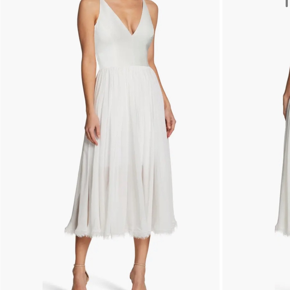 White Chiffon Midi Dress by Dress The Population